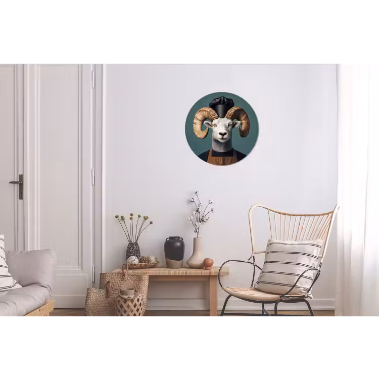 Geit - Hoorns - Kokskleding Wandcirkel aluminium klein -woonkamer
