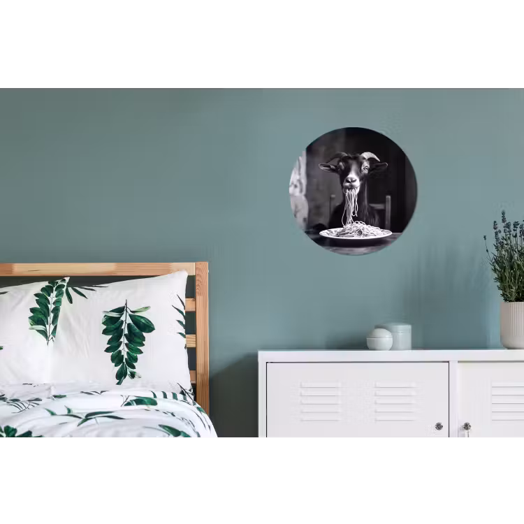 Geit - Bord - Spaghetti - Zwart Wit Wandcirkel aluminium klein -slaapkamer