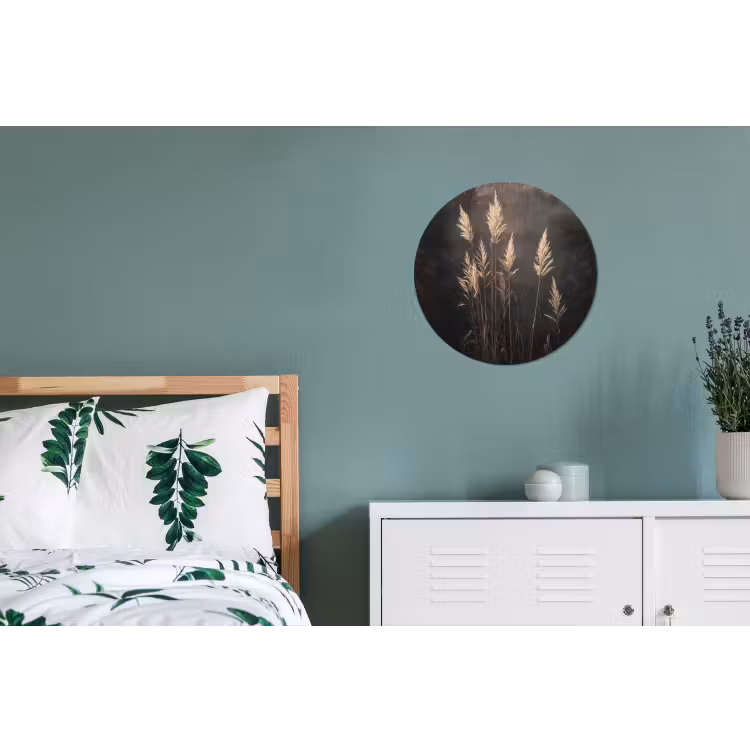 Siergras - Pluimen - Verlichting - Zwart Wandcirkel aluminium klein -slaapkamer