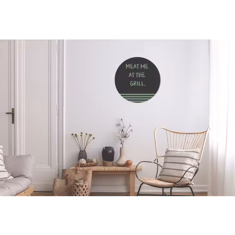 Quote - Groen - Grill - Zomer Wandcirkel aluminium klein -woonkamer