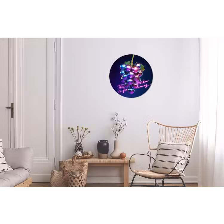 Quote - Neon - Disco - Druiven Wandcirkel aluminium klein -woonkamer