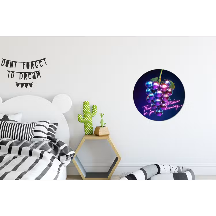 Quote - Neon - Disco - Druiven Wandcirkel aluminium klein -kinderkamer
