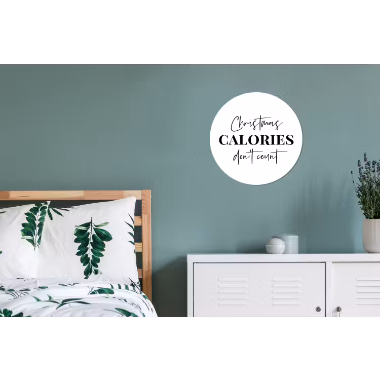 Kerst quote - Winter - Christmas calories - Wit Wandcirkel aluminium klein -slaapkamer