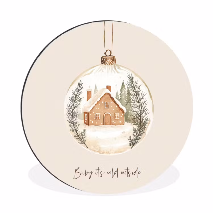Quote - Winter - Kerst - Beige - Kerstbal Wandcirkel aluminium klein -3d