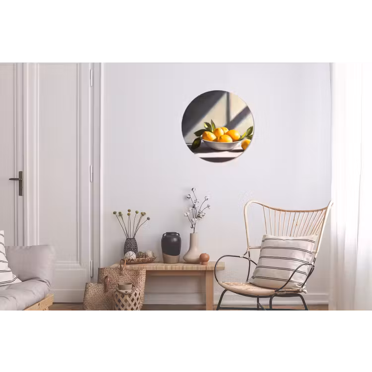 Citroenen - Stilleven - Geel Wandcirkel aluminium klein -woonkamer