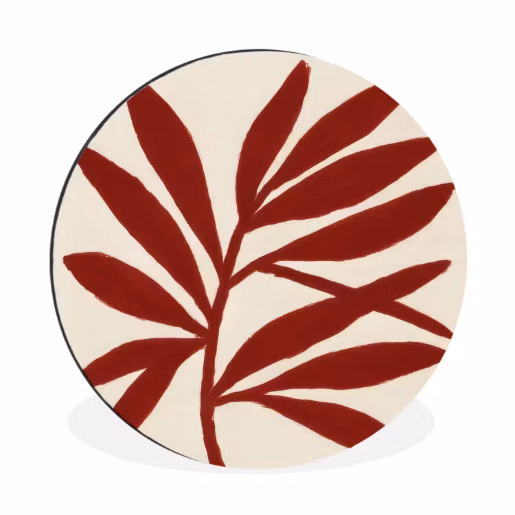 Tak - Bladeren - Rood Wandcirkel aluminium klein -3d