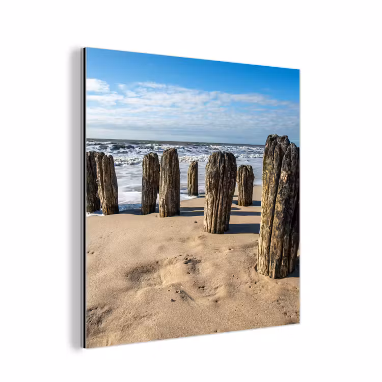 Zand - Strand - Paal - Water - Zomer aluminium wit klein -3d