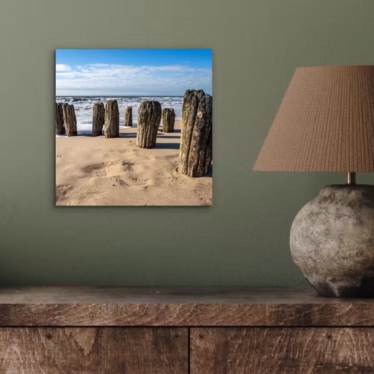 Zand - Strand - Paal - Water - Zomer aluminium wit klein -sfeer2
