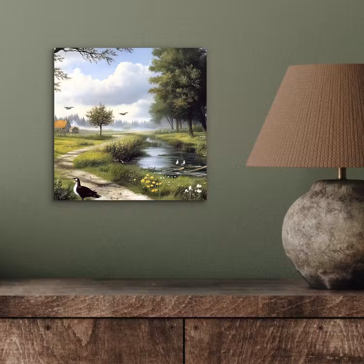Zandpad - Groen landschap - Water aluminium wit klein -sfeer2