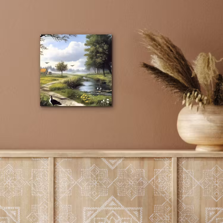 Zandpad - Groen landschap - Water aluminium wit klein -sfeer4
