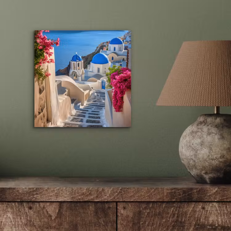 Santorini - Bloemen - Griekenland aluminium wit klein -sfeer2