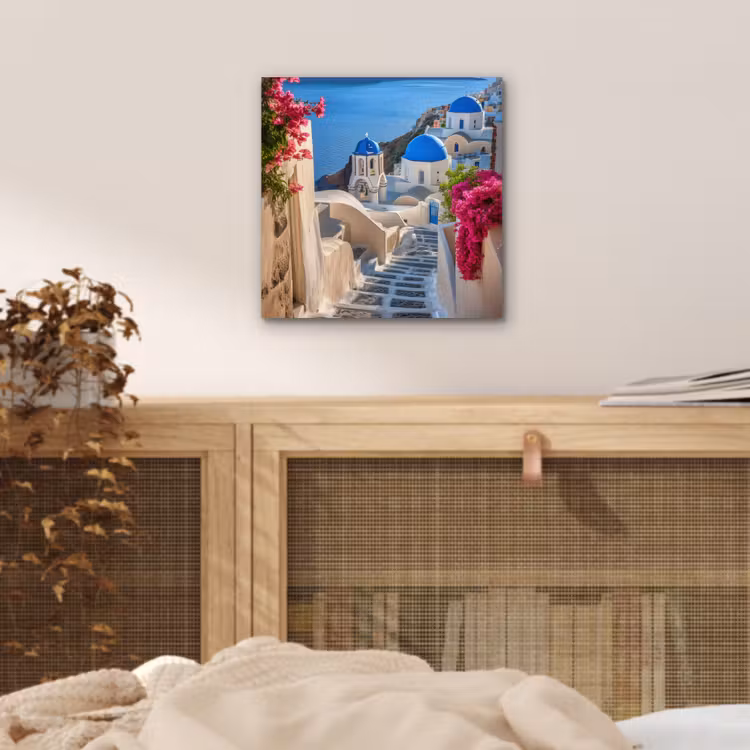 Santorini - Bloemen - Griekenland aluminium wit klein -sfeer3