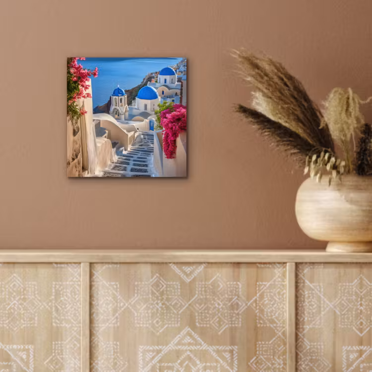 Santorini - Bloemen - Griekenland aluminium wit klein -sfeer4