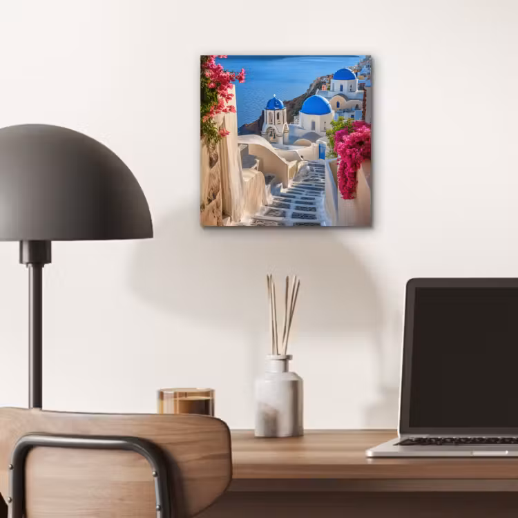 Santorini - Bloemen - Griekenland aluminium wit klein -sfeer5