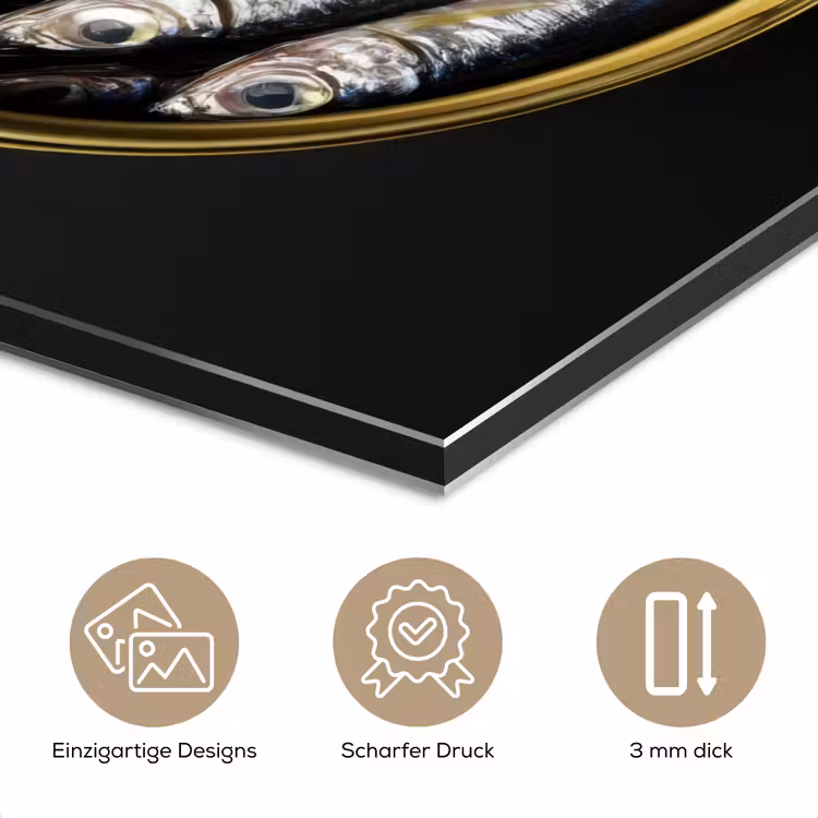 Sardines - Vissen - Rond - Zwart aluminium wit klein -closeup_DE