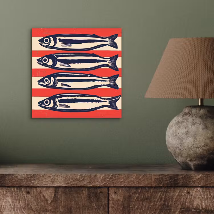 Sardines - Rood en beige strepen aluminium wit klein -sfeer2