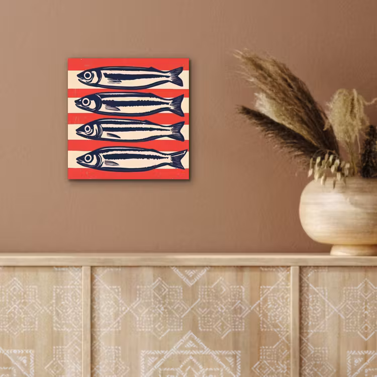 Sardines - Rood en beige strepen aluminium wit klein -sfeer4
