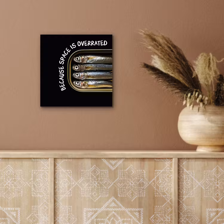 Sardines - Tekst - Vis - Blik aluminium wit klein -sfeer4