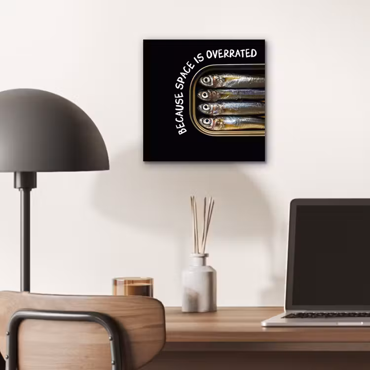 Sardines - Tekst - Vis - Blik aluminium wit klein -sfeer5