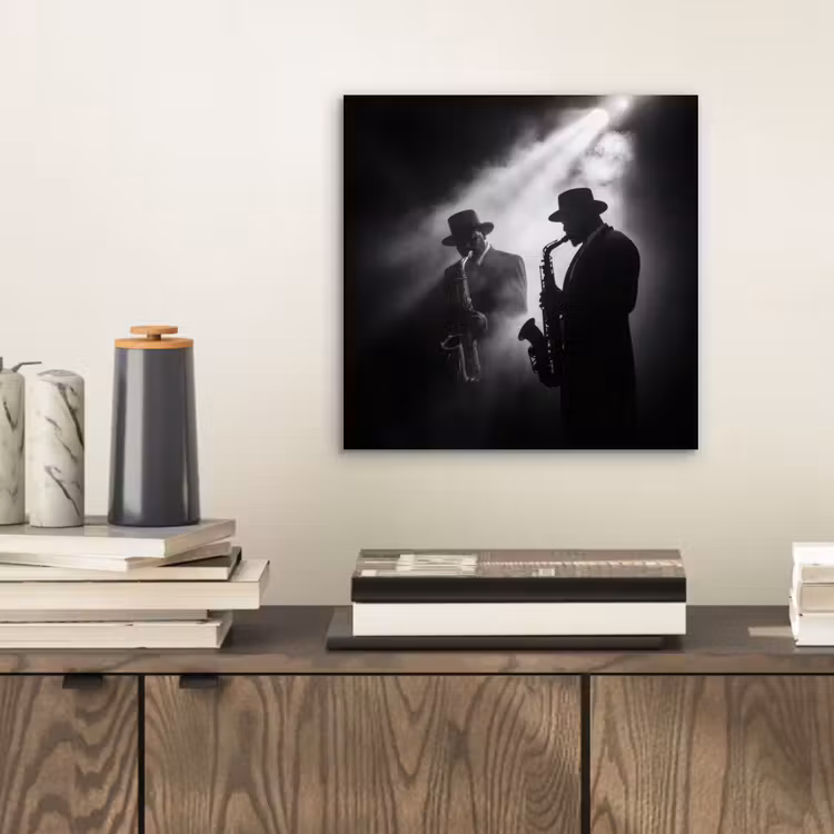 Saxofonisten - Hoeden - Rook - Licht aluminium wit klein -sfeer1