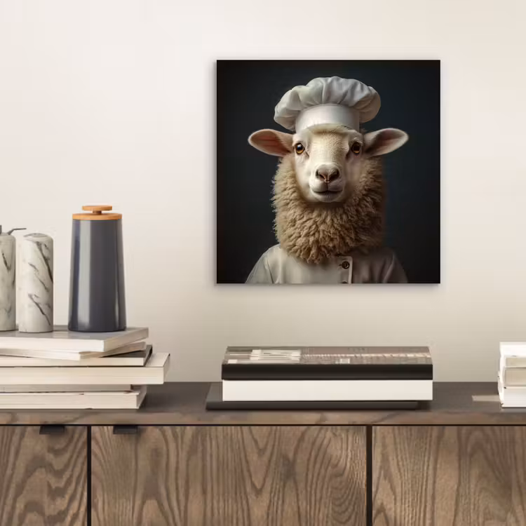 Schaap - Wol - Kok aluminium wit klein -sfeer1