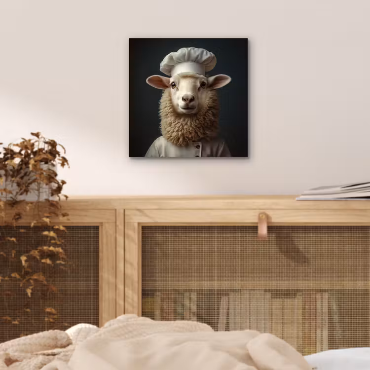 Schaap - Wol - Kok aluminium wit klein -sfeer3