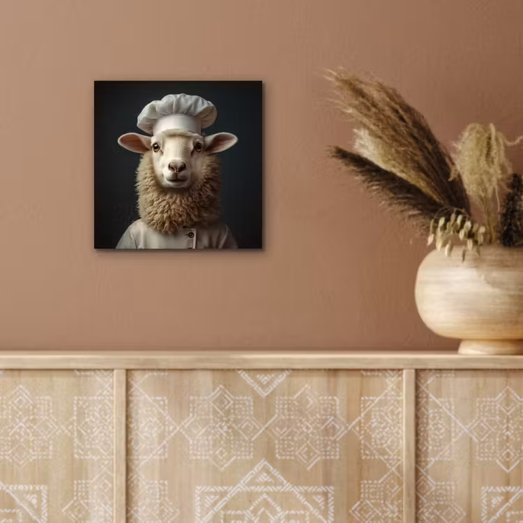 Schaap - Wol - Kok aluminium wit klein -sfeer4