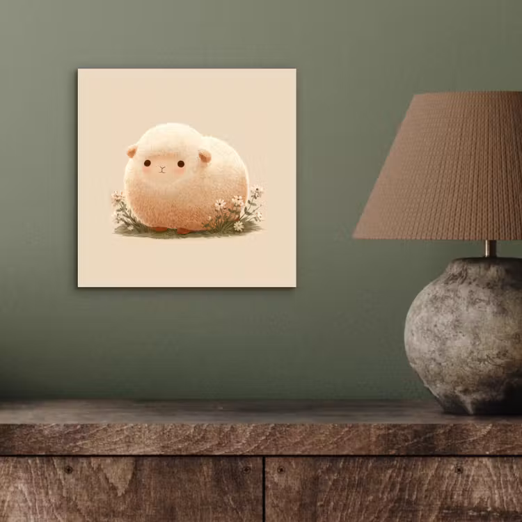 Schaap - Beige - Bloemen aluminium wit klein -sfeer2