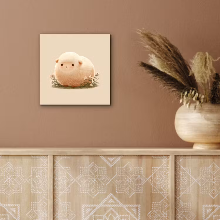 Schaap - Beige - Bloemen aluminium wit klein -sfeer4