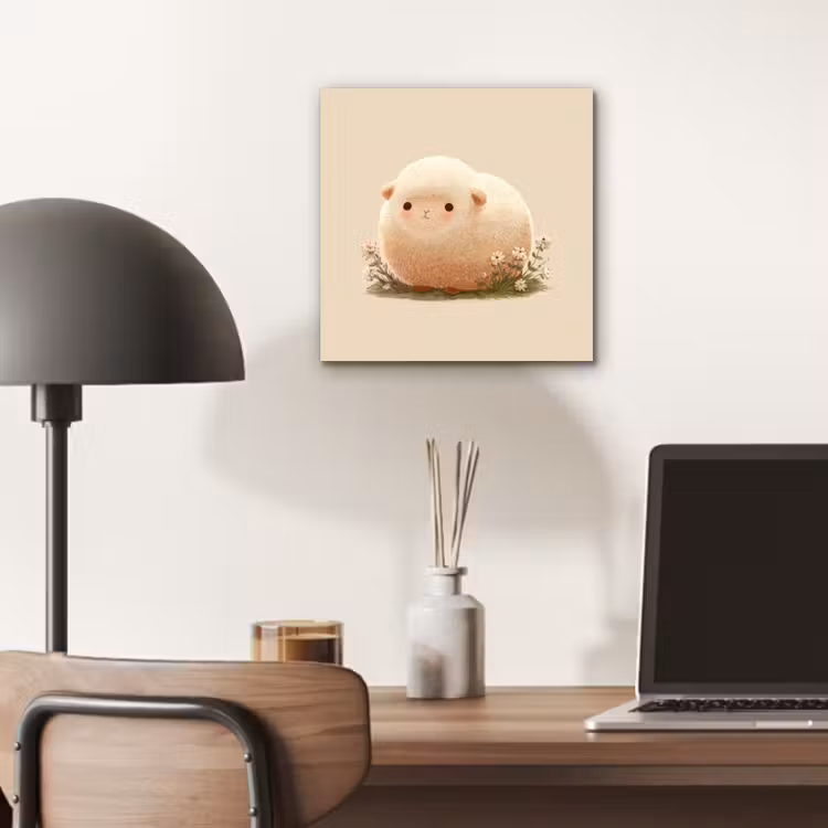 Schaap - Beige - Bloemen aluminium wit klein -sfeer5