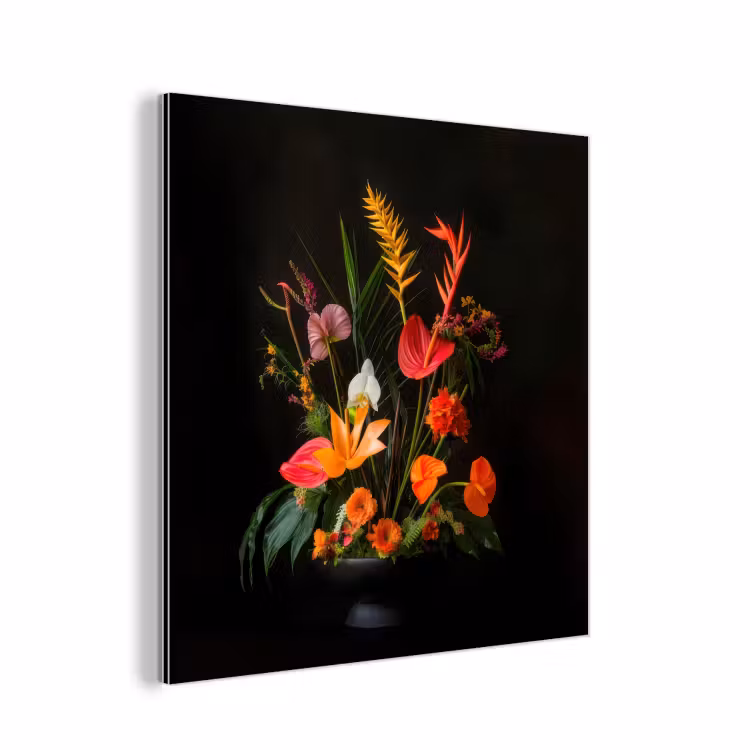 Schaal - Boeket - Bloemen aluminium wit klein -3d