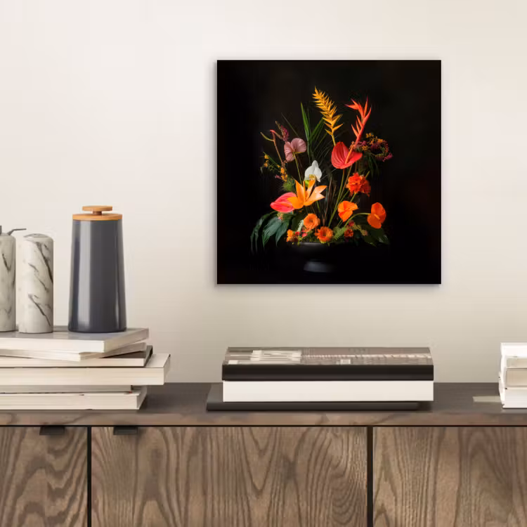 Schaal - Boeket - Bloemen aluminium wit klein -sfeer1