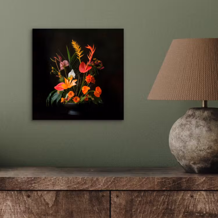 Schaal - Boeket - Bloemen aluminium wit klein -sfeer2