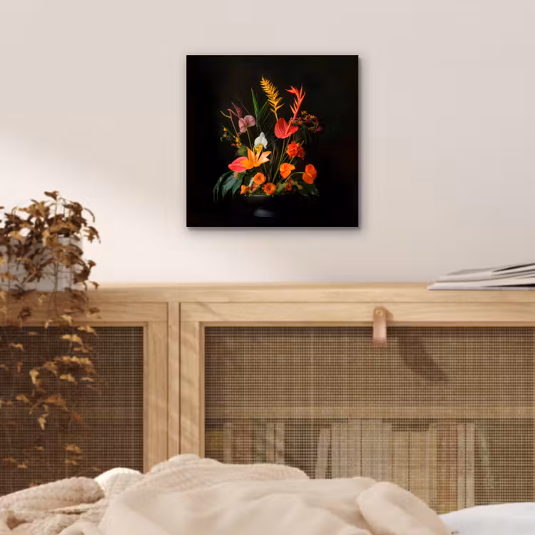 Schaal - Boeket - Bloemen aluminium wit klein -sfeer3