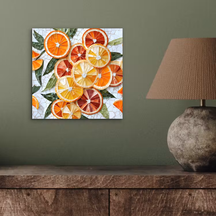 Schijfjes - Fruit - Oranje - Mozaïek aluminium wit klein -sfeer2