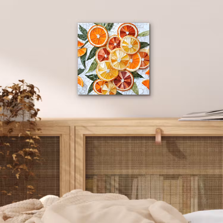 Schijfjes - Fruit - Oranje - Mozaïek aluminium wit klein -sfeer3