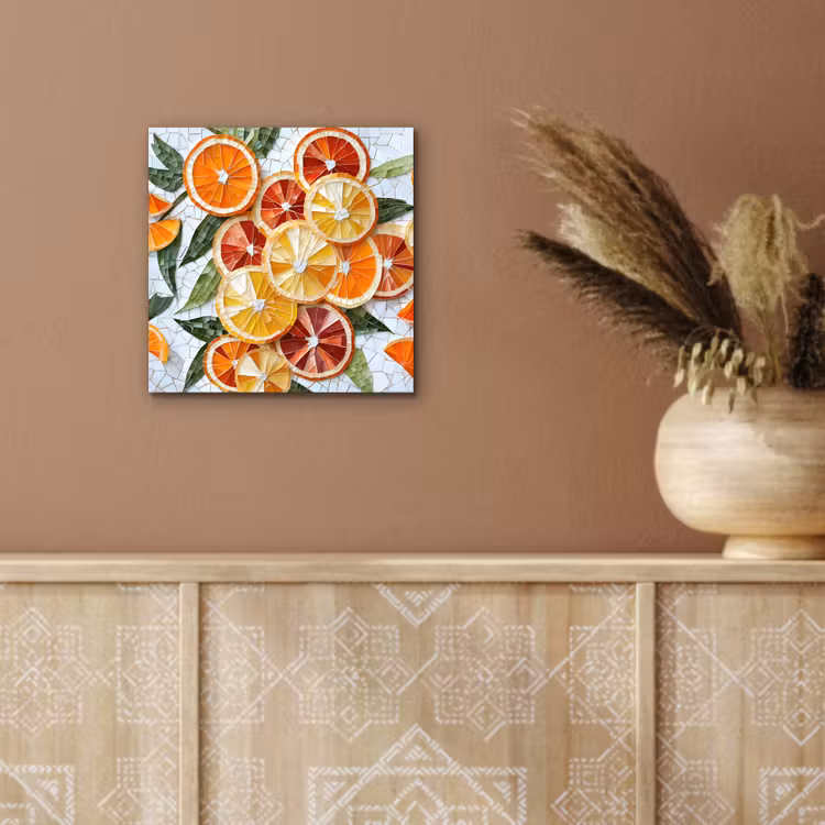 Schijfjes - Fruit - Oranje - Mozaïek aluminium wit klein -sfeer4