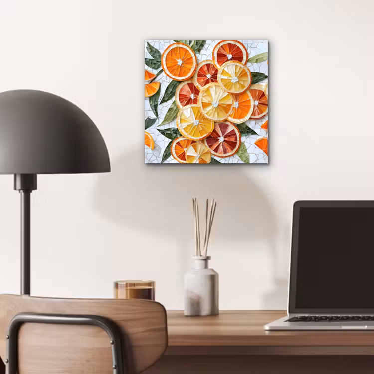 Schijfjes - Fruit - Oranje - Mozaïek aluminium wit klein -sfeer5