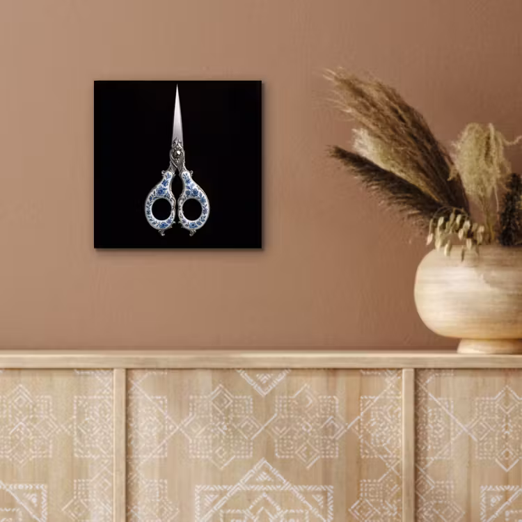 Schaar - Delfts blauw - Zwart aluminium wit klein -sfeer4