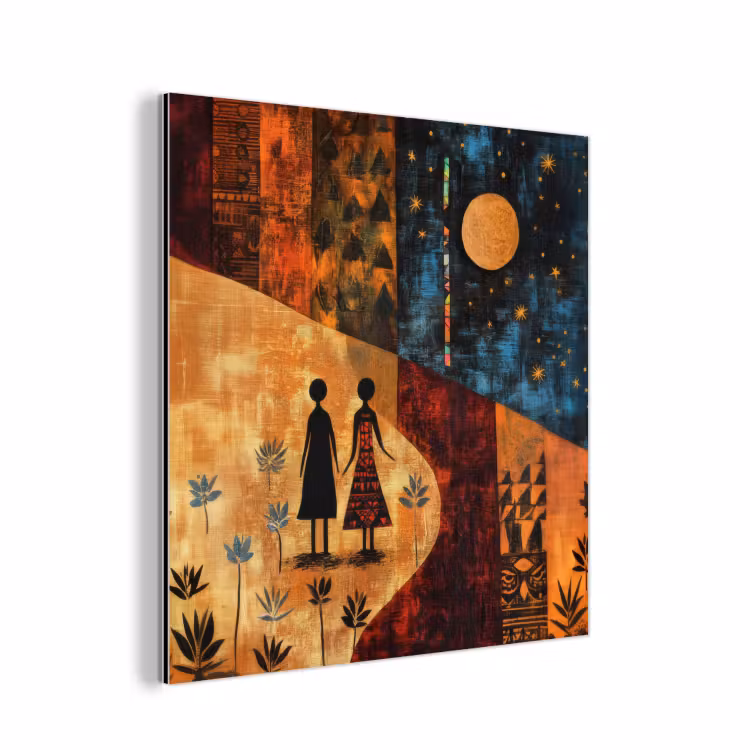 Silhouetten - Abstract - Zon - Maan aluminium wit klein -3d