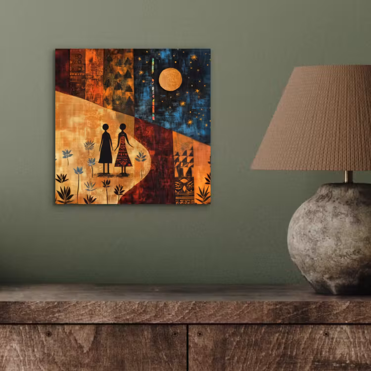 Silhouetten - Abstract - Zon - Maan aluminium wit klein -sfeer2