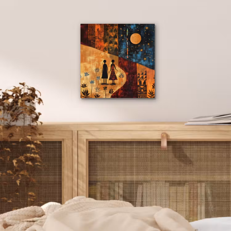 Silhouetten - Abstract - Zon - Maan aluminium wit klein -sfeer3