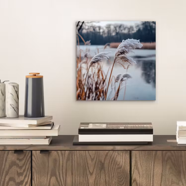 Riet - Gras - Natuur - Winter - Meer aluminium wit klein -sfeer1