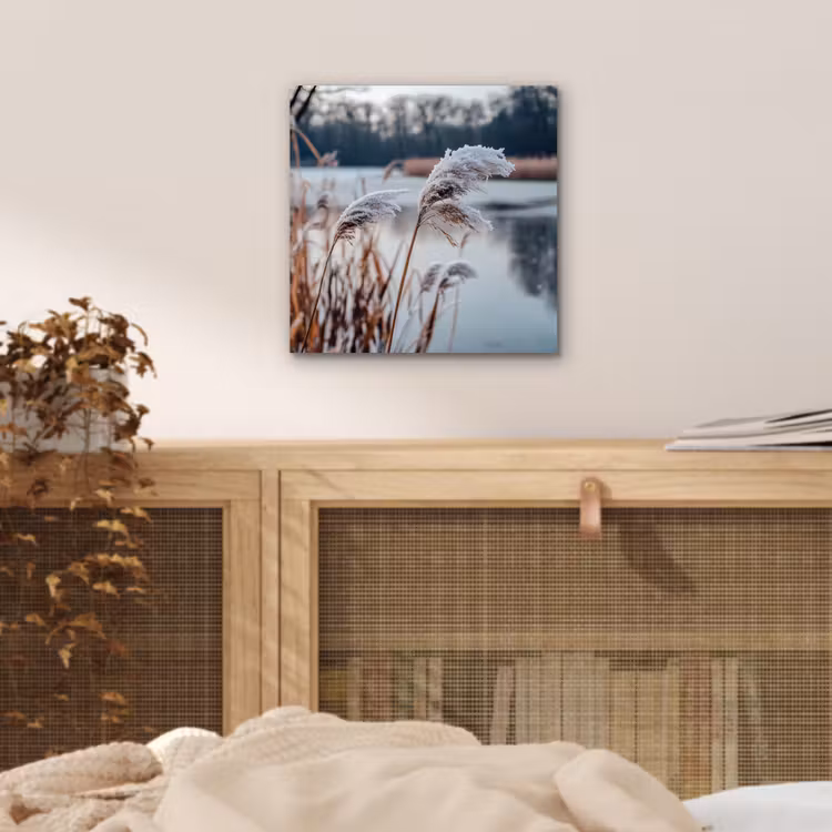 Riet - Gras - Natuur - Winter - Meer aluminium wit klein -sfeer3