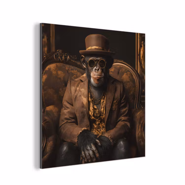 Chimpansee - Stoel - Pak - Bruin aluminium wit klein -3d
