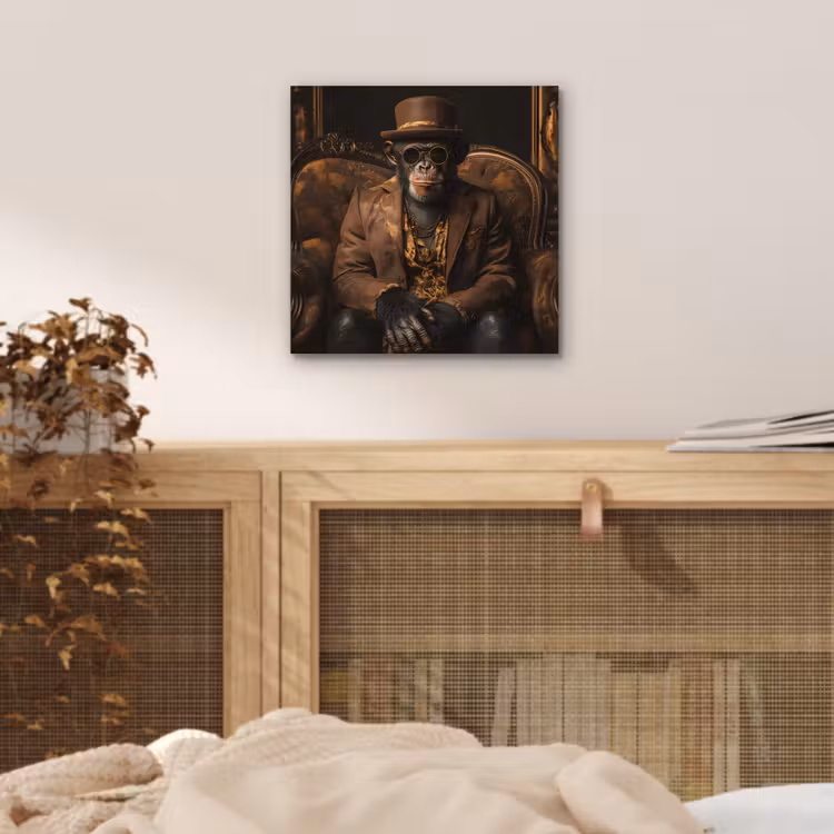 Chimpansee - Stoel - Pak - Bruin aluminium wit klein -sfeer3