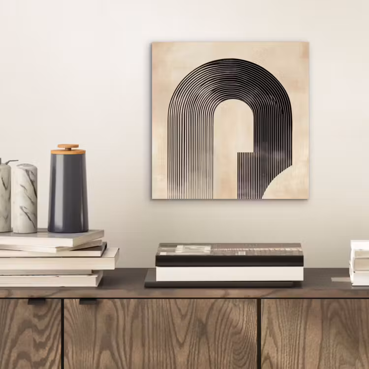 Boog - Strepen - Minimalistisch - Zwart aluminium wit klein -sfeer1