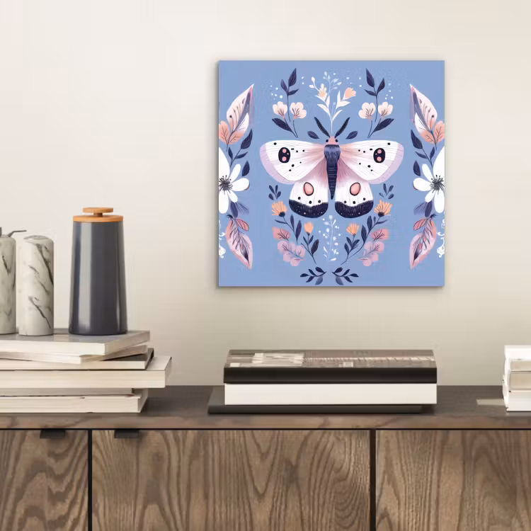 Vlinder - Vleugels - Stippen - Bloemen aluminium wit klein -sfeer1