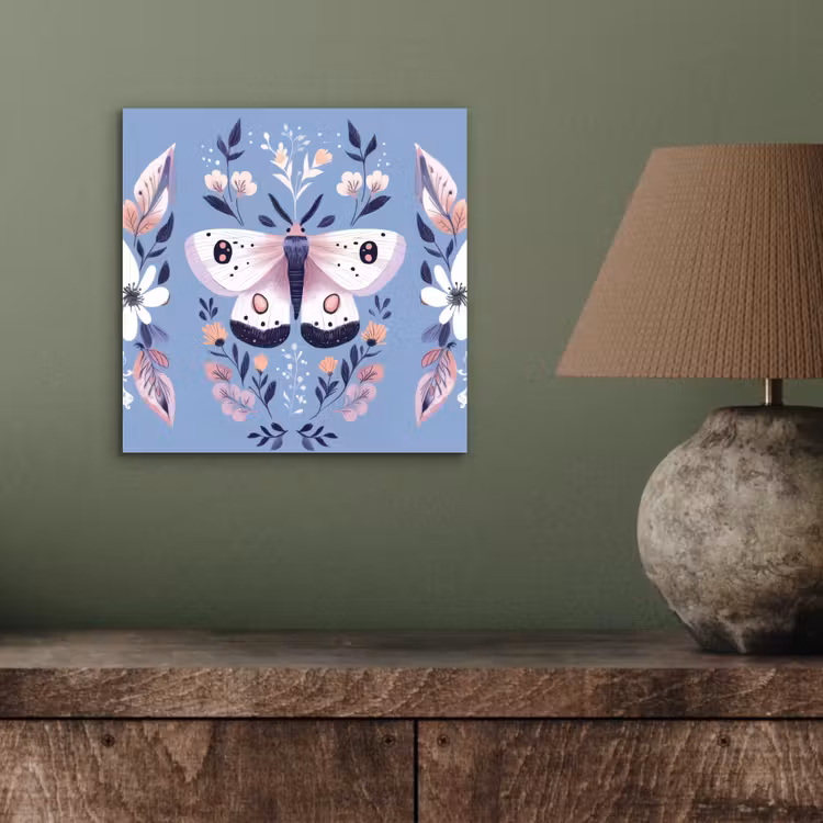 Vlinder - Vleugels - Stippen - Bloemen aluminium wit klein -sfeer2