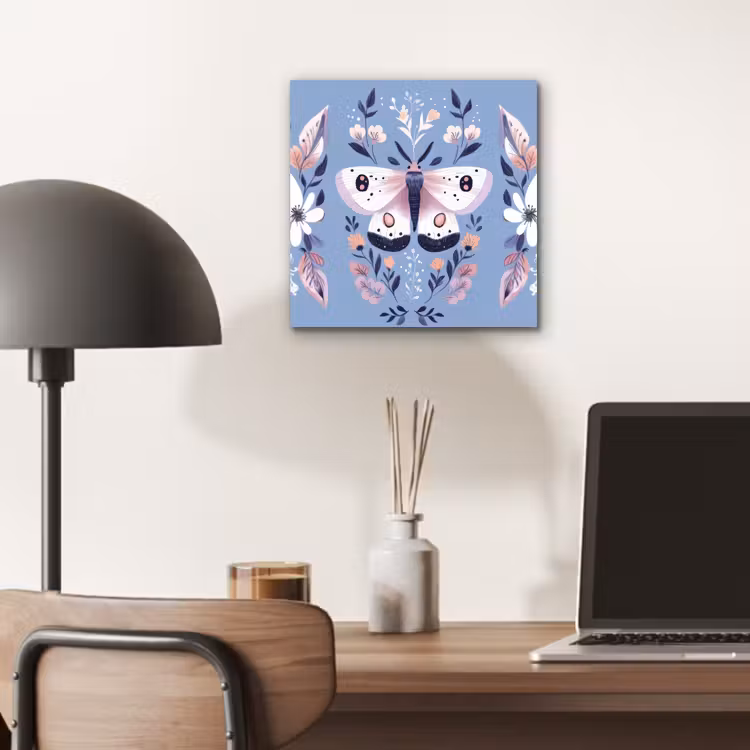 Vlinder - Vleugels - Stippen - Bloemen aluminium wit klein -sfeer5
